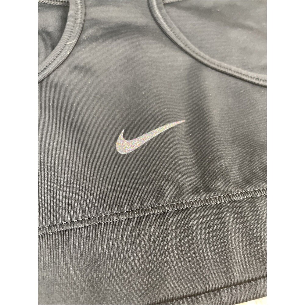 Nike Glitter Spell out Sports Bra Women’s Dri Fit Racerback Black Size XL - Picture 5 of 8